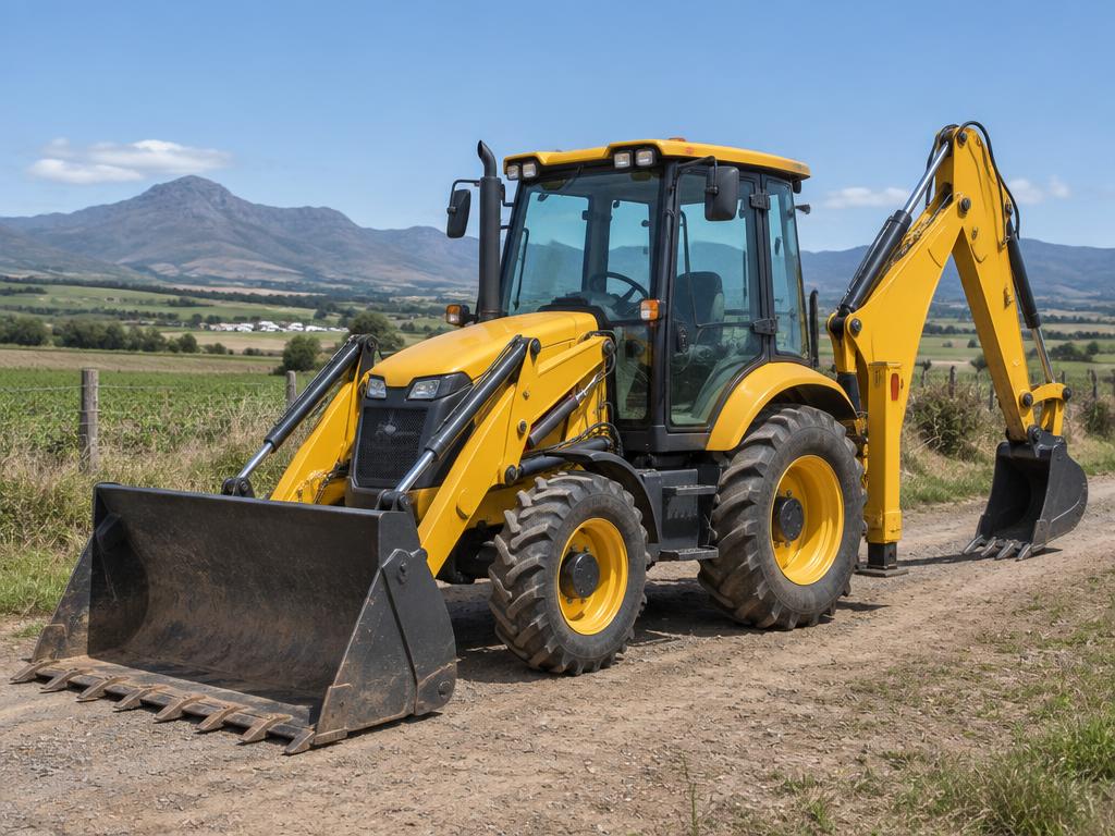 Digger loaders backhoe loaders on a farm
