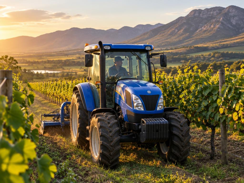 New Holland farm & orchard tractors on a farm